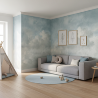 Wallpaper Mural 3D Langit Biru Awan Putih yang Dapat Disesuaikan, Wallpaper Pemandangan Padang Rumput, Mural Latar Belakang Sofa Kamar Tidur Ruang Tamu