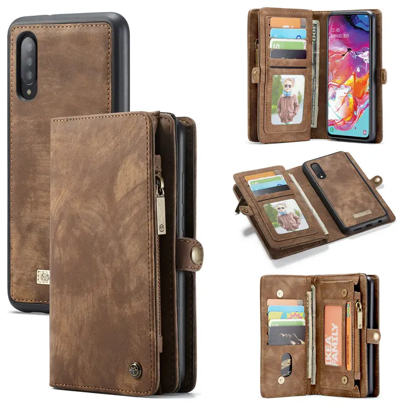 CaseMe Magnetic for Samsung A70 Case Mobile Phone Zipper Detachable Leather Cover Case for Samsung A70 A50 A40 A30 Bag Pouch