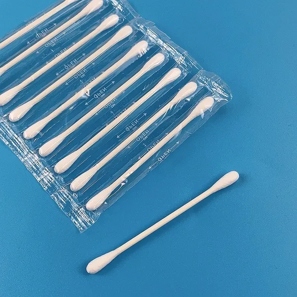 Individuele Verpakte Wattenstaafjes Knoppen Dubbele Ronde Kop Qtips Papieren Steel