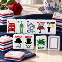 Jeu de Mahjong Américain London Charm avec Tuiles en Acrylique, Motif Icône Britannique, Design Artistique, Décoration d'Intérieur et Jeu de Société pour Soirées