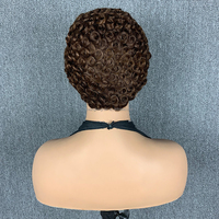 Perruque Courte Bouclée en Cheveux Humains avec Dentelle Frontale, Coupe Pixie, Cheveux Brésiliens Frisés Crépus pour Femmes Noires, Perruques Frontales en Dentelle Transparente 13*4