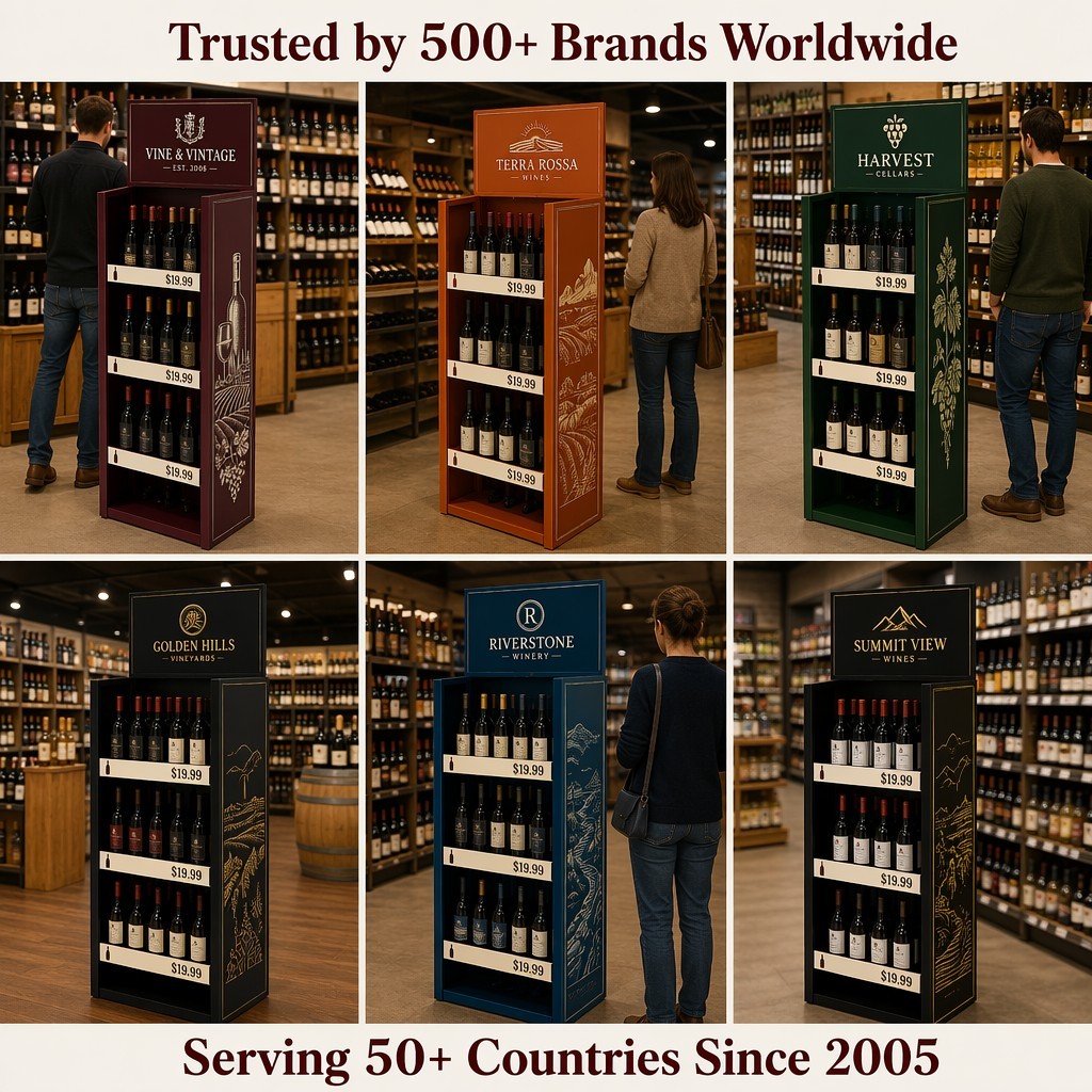 Apache Custom Wine Display Rack 48 Bottles 4-Tier Metal Bottle Merchandiser Knock Down Rotating Stand for Liquor Store Pub Bar — view 6