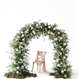 Arco Floral en Forma de U Estilo Boho con Hierba de Pampas y Flores Secas para Decoración de Bodas y Eventos Modernos - Product Image 4
