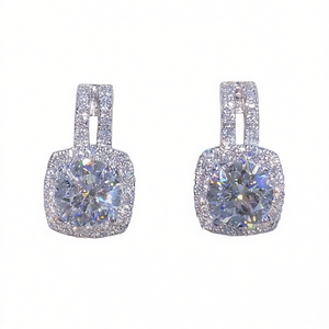 Orecchini di lusso in oro bianco con diamanti taglio brillante rotondo colore D naturali certificati GIA, gioielli da sposa per donna - Product Image 1