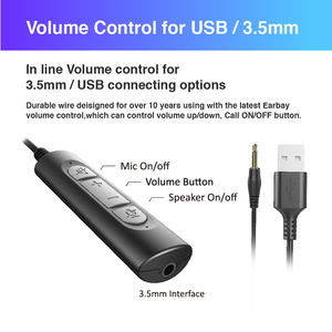 Tai nghe điện thoại USB 3.5mm hai tai nhẹ, có dây, tích hợp micro khử tiếng ồn dành cho tổng đài - Product Image 6