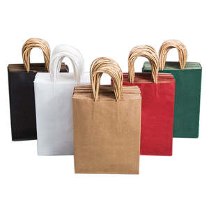 Bolsa de papel Kraft con asa precio al por mayor personalizado con logotipo para bebidas marrón compras comida naturaleza bolsa de papel Kraft - Product Image 1