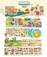 ABC 편지 및 숫자 알파벳 퍼즐 몬테소리 학습 보드 다채로운 나무 동물 퍼즐 자기 장난감 퍼즐 유아