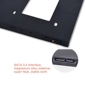 TISHRIC 2ème boîtier de disque dur en plastique aluminium 9.5/12.7mm SATA 3.0 Optibay boîtier de disque dur boîtier adaptateur DVD 2.5 SSD pour PC