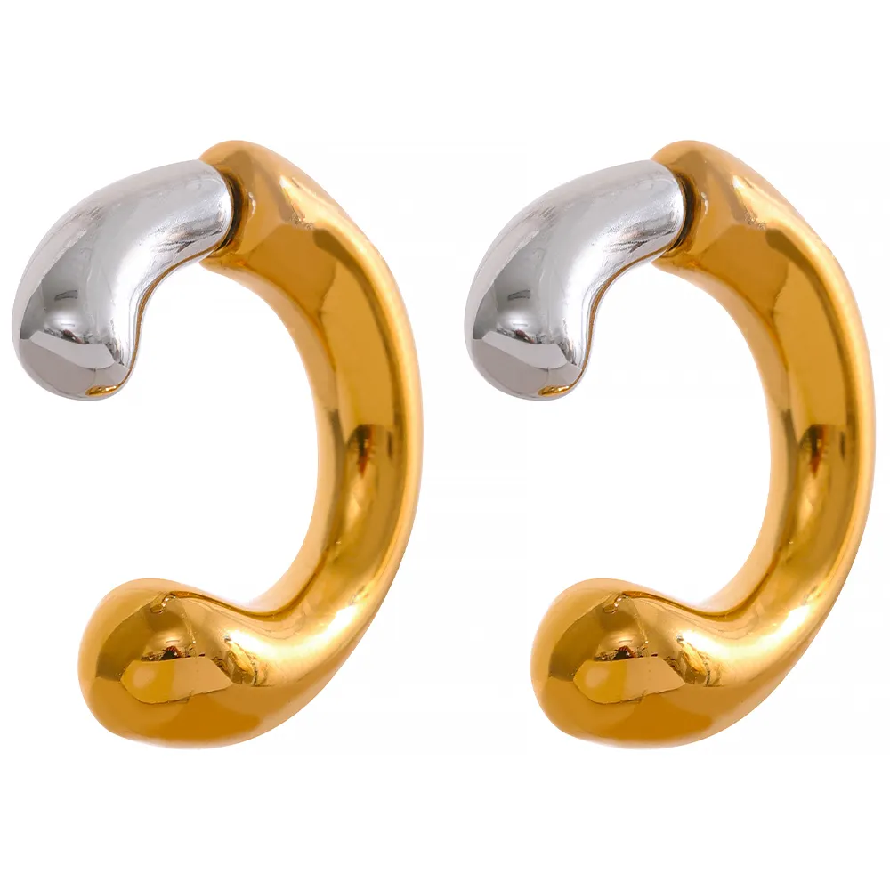 JINYOU 1394 स्टाइलिश स्टेनलेस स्टील ठाठ Minimalist फैशन कान की बाली सोना चांदी मिश्रण रंग धातु अद्वितीय बनावट फैशनेबल गहने