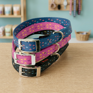 Taiwan Eco-Friendly Simple Quality Printing Polyester Adjustable Pet Dog Webbing <b>Collars</b> with Metal Buckle for Walk Dog - Product Image 3