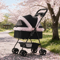 Poussette pliable et imperméable pour animaux de compagnie, poussette pour chiot, poussette de voyage pour chien avec porte-bébé amovible