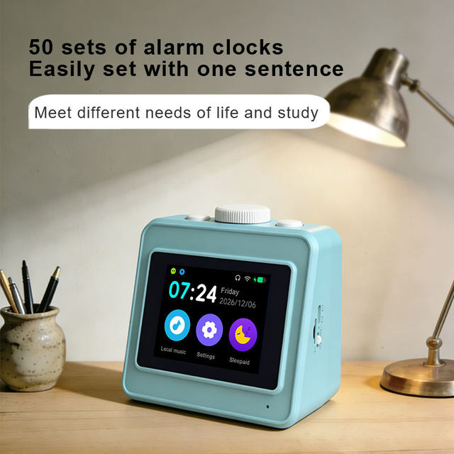 AI Speaker Multi-Functional Robot Wake-Up Device Intelligent Voice-Control Assistant Alarm Clock Multilingual IPS Screen Speaker