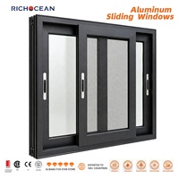 RICHOCEAN Fenêtre coulissante en aluminium minimaliste personnalisée, étanche, avec protection de la vie privée, verre givré pour salle de bain