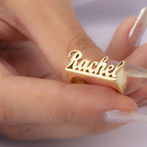 High Light Luxury Fashion Trend Custom Signet <strong>Personalised</strong> Engraved Letter <strong>Name</strong> Stain Steel <strong>Rings</strong> Women - Product Image 5