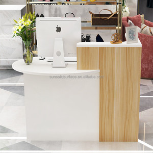 Caissier d'angle moderne en forme <span class=keywords><strong>de</strong></span> L, petite table <span class=keywords><strong>de</strong></span> réception, comptoir en bois, bureau <span class=keywords><strong>de</strong></span> réception pour salon <span class=keywords><strong>de</strong></span> beauté blanc - Product Image 3