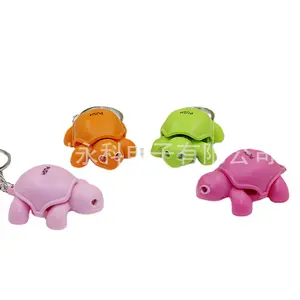Huisen hediye kolye # kaplumbağa LED ses ışık anahtarlık/halka küçük oyuncak plastik kolye