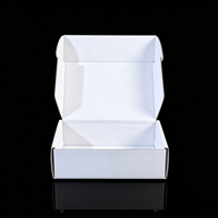 Boîte d'expédition pliable double face blanche à 3 couches en carton ondulé E Flute, personnalisable avec logo, pour cosmétiques, vêtements et bijoux