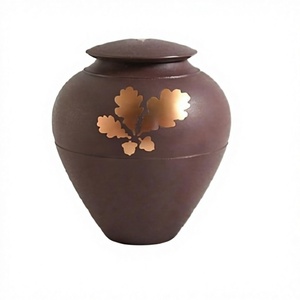 Urnas de Cremación para Adultos, Ecológicas y Biodegradables, de Latón Borgoña con Hoja de Cobre Grabada - Product Image 1