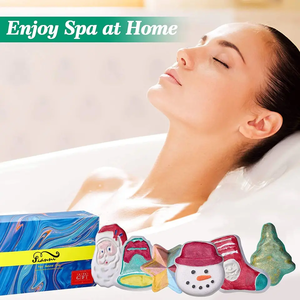 Bomba de baño efervescente colorida orgánica hecha a mano personalizada decoraciones navideñas bombas de baño juego de regalo para niños - Product Image 5