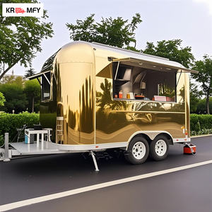 รถขายอาหารเคลื่อนที่สไตล์วินเทจ ตัวถังอะลูมิเนียมทำมือ รถพ่วงขายอาหารย้อนยุค สำหรับร้านขายขนม - Product Image 2