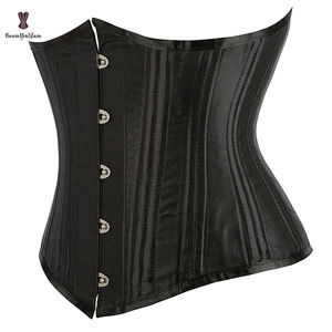 Artı boyutu XS XXXXXXL kadın 24 çubuklar bel korseler ve büsye çift paslanmaz çelik kemik gotik korse siyah kıvrımlı korse - Product Image 2