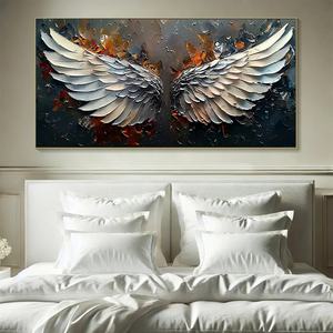 Peinture à l'huile symbolique originale, ailes d'ange texturées, décoration murale, nouveau style de décoration, art abstrait sur toile, peinture acrylique - Product Image 1