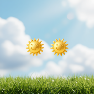 Ciondolo Sole Ilan 2 pezzi color oro con design a sorriso per accessori per la creazione di gioielli - Product Image 3