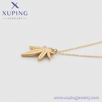 XUPING JEWELRY Collier Pendentif Feuille d'Érable Plaqué Or 14K, Bijou Simple, Délicat et Polyvalent