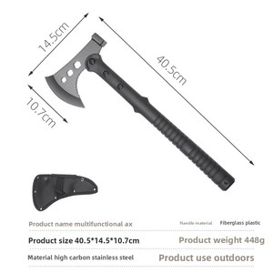 Hache de survie multi-outils de haute qualité pour l'extérieur, hache en acier au carbone, manche en plastique nylon, hache en acier Damas pour le camping et la coupe - Product Image 6