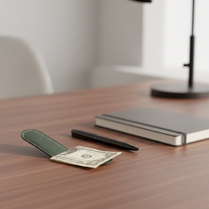 Cartera Delgada Bifold de Cuero Genuino Hecha a Mano Estilo Vintage Boshiho con Clip para Billetes, Tarjetero y Organizador de Efectivo - Duradera Unisex - Product Image 2