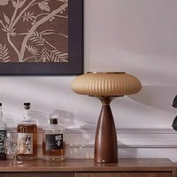 Lampe de table en verre style champignon Mid-Century, rechargeable sans fil, à LED tactile et intensité variable, pour chevet et bureau, design rétro