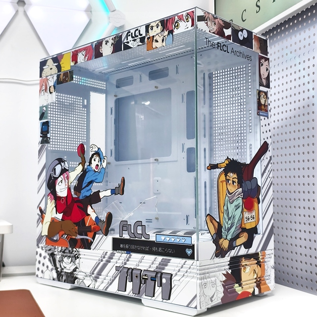 FLCL Custom PC Case with Full Side Tempered Glass Vertical Gaming Computer Towers & Side Window Archive Design Patterns