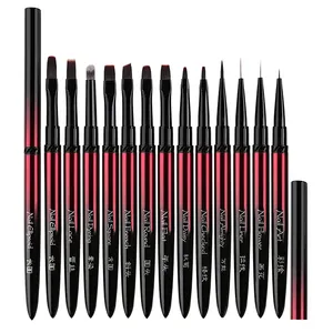 13Style Black Red Gradient Handle Nail Drawing Brushes For Manicure Lines Painting Gradient UV GEL Extension <b>Builder</b> Drawing Pen - Product Image 1
