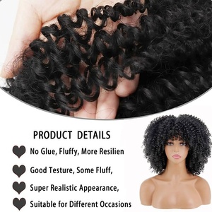 Perruques courtes afro bouclées de haute qualité de 12 pouces avec frange, perruque afro sans colle, <span class=keywords><strong>cheveux</strong></span> ombrés Kinky Bomb <span class=keywords><strong>pour</strong></span> femmes noires - Product Image 5