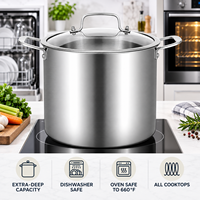WOXIANG Marmite extra haute en acier inoxydable triple épaisseur 24/26/28/30/32cm Grande capacité Chauffage uniforme pour la cuisine