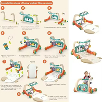 Poussette Éducative pour Bébé, Jouet Musical, Portique d'Activités, Piano à Pédales, Trotteur Multifonctionnel pour Enfants, Anti-Renversement, pour l'Éveil et la Marche