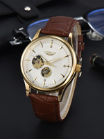 Montre automatique LONGLUX, style élégant, vente en gros, montres mécaniques squelette, cadran romain, étanche, montre homme, cadeau pour homme