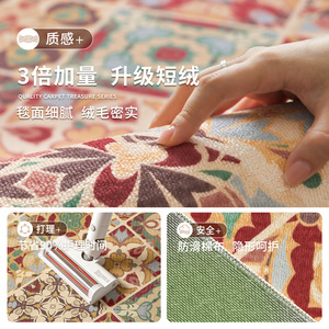 American Retro Area Rug Rectangle Stain Resistant Vintage Chic Living Room <b>Bedroom</b> Floor Mat - Product Image 3