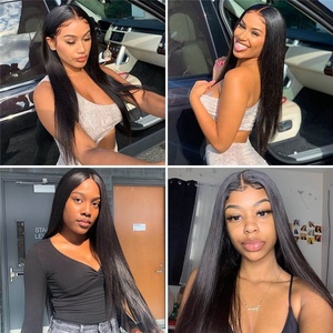 BoruiHair <span class=keywords><strong>วิก</strong></span>ผมตรงนุ่มไร้ขอบ,ผมปลอมแต่งลูกไม้ด้านหน้าแบบเต็มศีรษะแพรไหมผสมกับผมเด็ก - Product Image 3