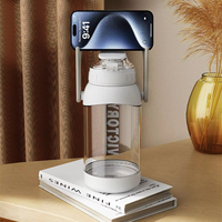 Bouteille d'eau de sport 1200 ml avec support pour téléphone, revêtement anti-fuite, PC sûr, réutilisable, pour boire directement, camping, gym, compatible lave-vaisselle