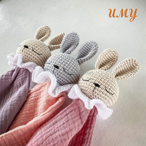 Doudou de Bébé en Mousseline Réconfortante Couverture de Sécurité Sensorielle Jouet Lovey en Crochet pour Apaiser et Calmer - Product Image 5