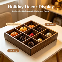 Plateau cadeau en bois à neuf compartiments, style plateau, avec couvercle, personnalisable avec des images pour la décoration de Noël et d'Halloween