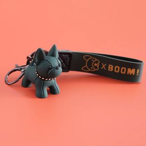 Cute French Bulldog Keychains PU Leather Rope <b>Key</b> Rings Punk Style Pendant Dog Keychains for Women Child Men's Car <b>Key</b> <b>Chain</b> - Product Image 3