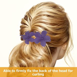 Nouvelle pince à cheveux grande en plastique, style bec de canard, double fleur, couleur mate coréenne, pour femmes, jeunes filles et dames, accessoire de mode élégant pour queue de cheval - Product Image 3