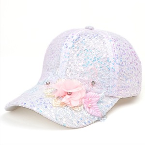 Casquette de baseball en maille pour femme avec broderie de fleurs en dentelle et sequins, respirante, protection solaire, chapeau de plage 2024 - Product Image 3