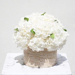 Centrotavola per Matrimoni, Bouquet di Fiori Naturali Eterni, Rose Bianche Immortali Conservate <span class=keywords><strong>in</strong></span> <span class=keywords><strong>Vaso</strong></span> di Travertino - Product Image 3