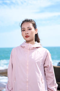 Combinaison de pluie solide en polyester léger de haute qualité, automne, fermeture éclair, coupe-vent, imperméable, veste tricotée pour la randonnée, hommes et femmes - Product Image 6