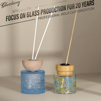 Bouteilles diffuseurs d'aromathérapie en verre givré bleu clair moucheté, personnalisables en usine, de 50 ml à 300 ml, couleurs et logos personnalisés disponibles