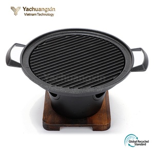 Barbecue extérieur en fonte avec couvercle, alimenté au charbon de bois, pour la cuisson en camping - Product Image 4