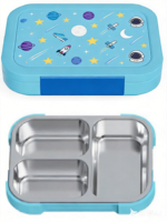 1000ml Hochwertige Neue Design-Kinderbento-Box Leicht zu Öffnen Mikrowellengeeignet Baby-Lunchbox mit Edelstahl-Trennwand